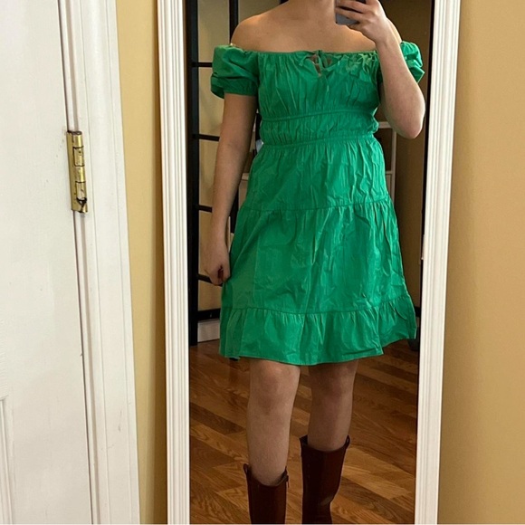 Green Off-Shoulder Dress - Picture 1 of 5